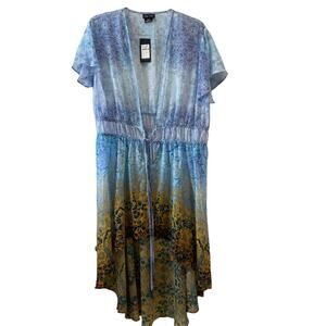 New CITY CHIC Shanika Tie Front Chiffon Kimono Womens Size M 18 Short Sleeve